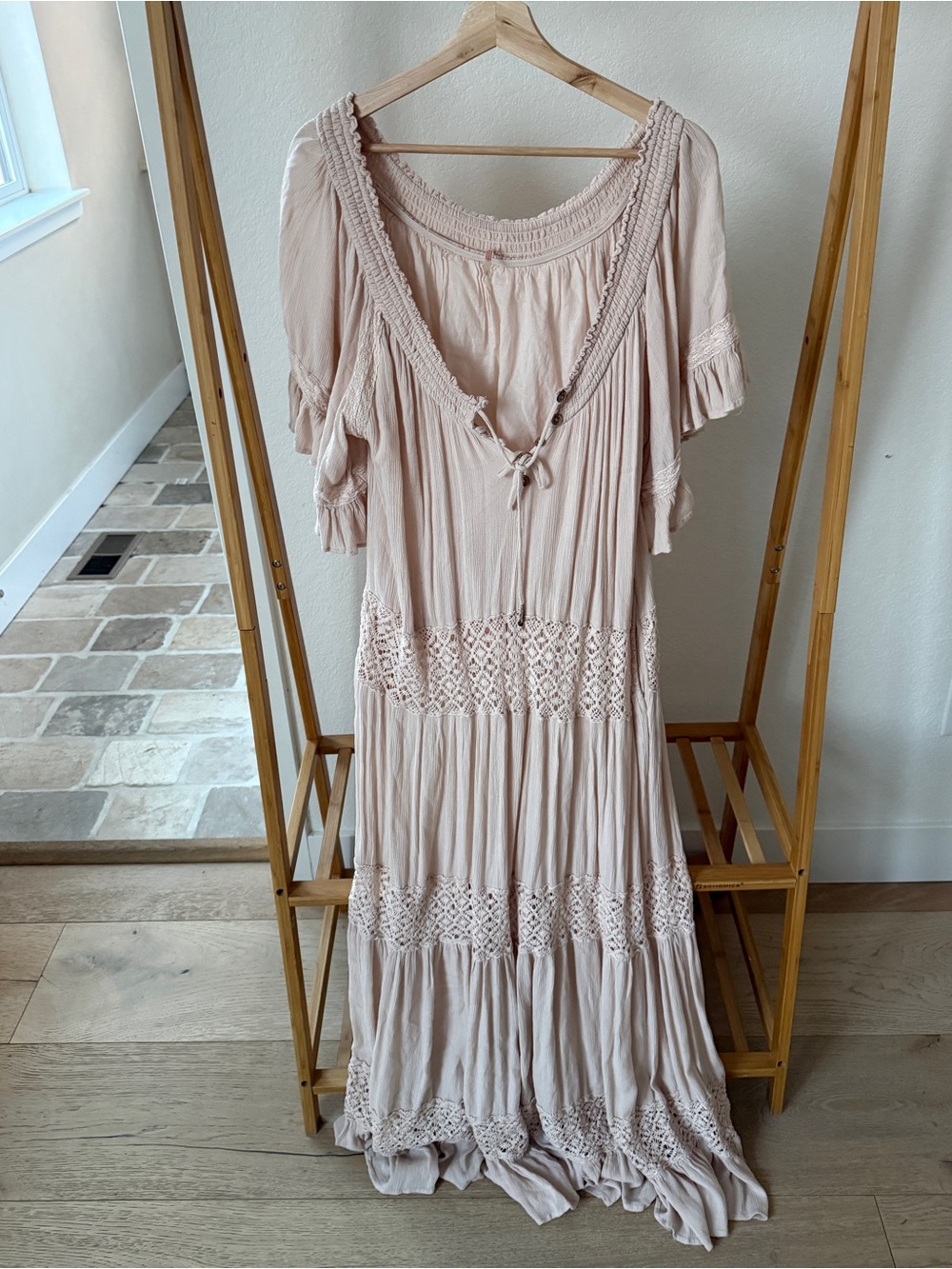 free people dream on maxi dress pink/beige